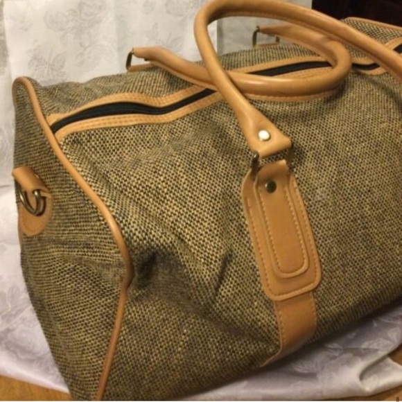 Vintage Tweed Saks FIFTH AVENUE Travel Luggage Shoulder - Picture 7 of 12